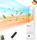 Hiluce All Season Bladeless Fan, 1400W Space Heater & 40W Tower Fan Combo with Remote,25dB Quiet Heater Fan Combo for Indoor Use,Tip Over and Overheat Protection 80°Oscillation,8Levels, 9H Timer,22"