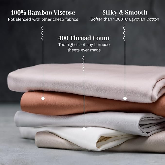 LUXOME Luxury Sheet Set | 100% Rayon (Viscose) from Bamboo | Twin XL - Dune | Deep Pockets | 3-Piece Set (Fitted, Flat, Pillowcase)