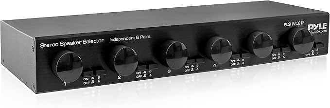 Pyle 6 Channel High Power Stereo Speaker Selector with Volume Control - Rugged and Durable Housing Construction, Cabinet Heat Sink, Plug and Play Easy Install - PLSHVC612