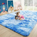 4x6 Tie-Dyed Blue Fluffy Soft Area Rug Non-Slip for Kids Bedroom Nursery by ModernHomeDecor