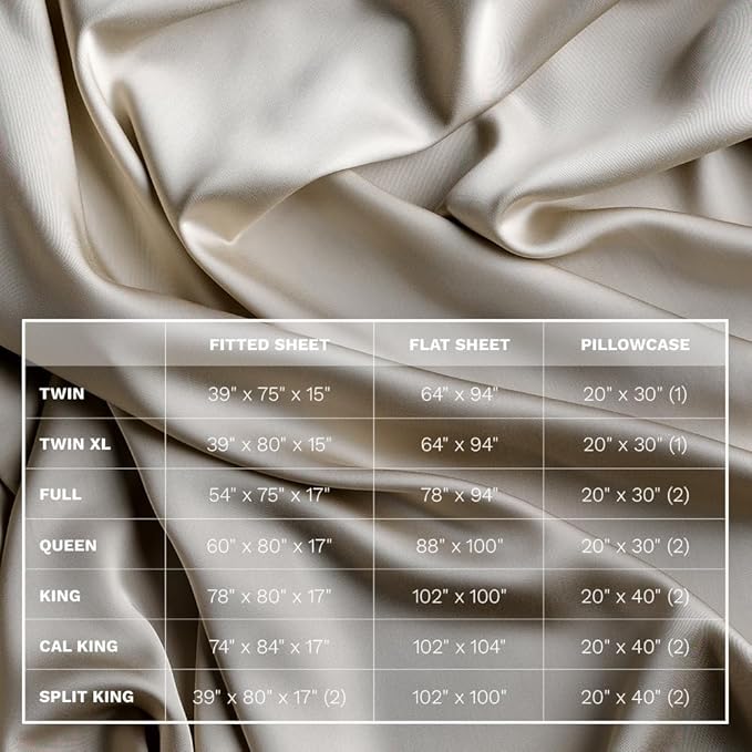 LUXOME Luxury Sheet Set | 100% Rayon (Viscose) from Bamboo | Twin Size - Dune | Deep Pockets | 3-Piece Set (Fitted, Flat, Pillowcase)