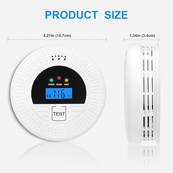 6-Pack Interconnected Smoke and Carbon Monoxide Detector, Battery Operated, Silence/Test Button, Smoke & CO Alarm for Any Room