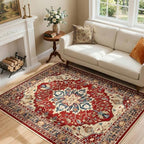 RELEANY Washable Area Rug, 4'x6', Red/Blue - Image 2