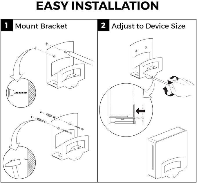 HumanCentric Cable Box and Modem Mount, Adjustable Wall Mount for Small and Narrow Devices, Cable Boxes, Modems, DVD Players, Streaming Media Devices, Mount on The Wall Behind TV, Hardware Included