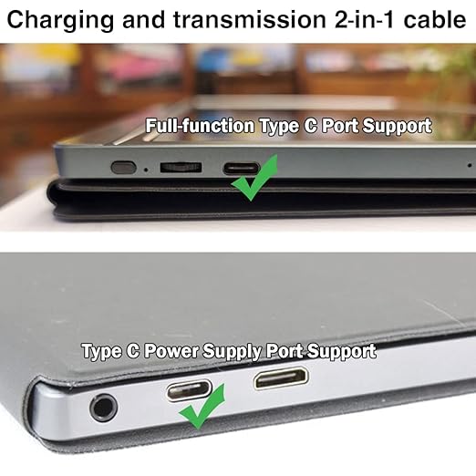 240W USB 3.2 Gen 2X2 Display Monitor Link Data Transfer Video Cable for Lepow Z1 15.6 In, InnoView, ASUS ZenScreen, KYY, Cocopar, Arzopa, AOC, ViewSonic Portable Monitor HDR Outputt Charger Power Cord
