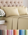 Queen 6 Piece Sheet Set - Cooling, Comfy & Breathable - Hotel Luxury Bedding, Includes Fitted Sheet for Women, Men, Kids and Teens - 1 Flat, 1 Fitted Sheet, 4 Pillowcases with Deep Pockets - Beige