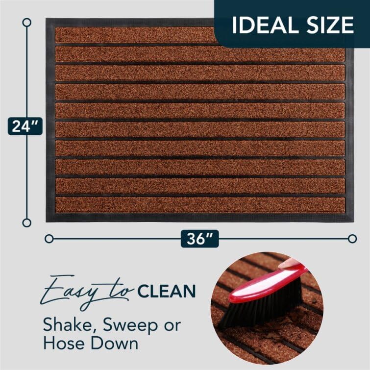 ubdyo Extra Durable Door Mat Outside Entrance (36" x 24", Bright Burgundy) - Image 2