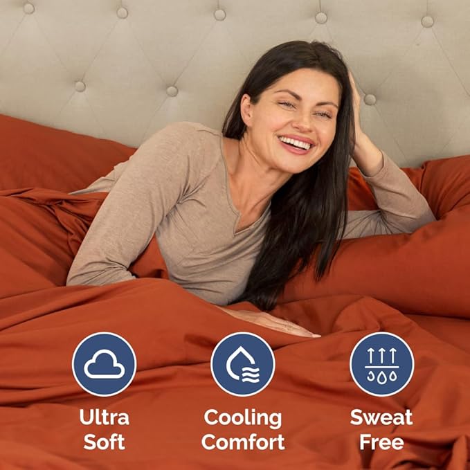 RV Short Queen Sheet Set 60 X 75 - 4 Piece RV Short Queen Bed Sheets - Soft, Breathable & Cooling - Designed for Bunks, Trailers & Campers - Fits 8” to 12" Mattress - Hotel Luxury Bedding - Terracotta