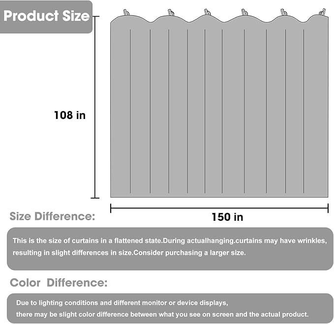 Room Divider Blackout Curtain Track Curtains Wall Dividers Panels Screen for Living Rooms Bedroom Office Privacy Partition Separation, W150 × L108 Inch,1 Panel, White
