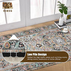Washable Area Rug 2'6'' x 8' Vintage Traditional Persian Mat - Foldable Distressed Non-Slip Machine Washable Carpet for Living Room Bedroom Kitchen Home Decor - Slate and Multicolor - Image 5