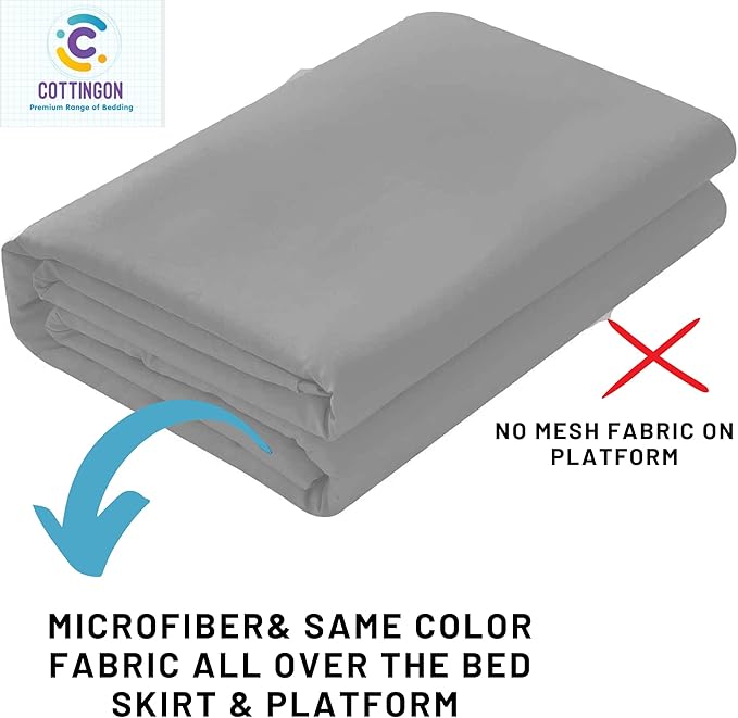 Ruffled Bed Skirt with Split Corners-Dust Ruffle - 21" Drop 100% Microfiber Soft,Sheen & Luxurious Look - Bed Skirts (Light Grey -Queen)