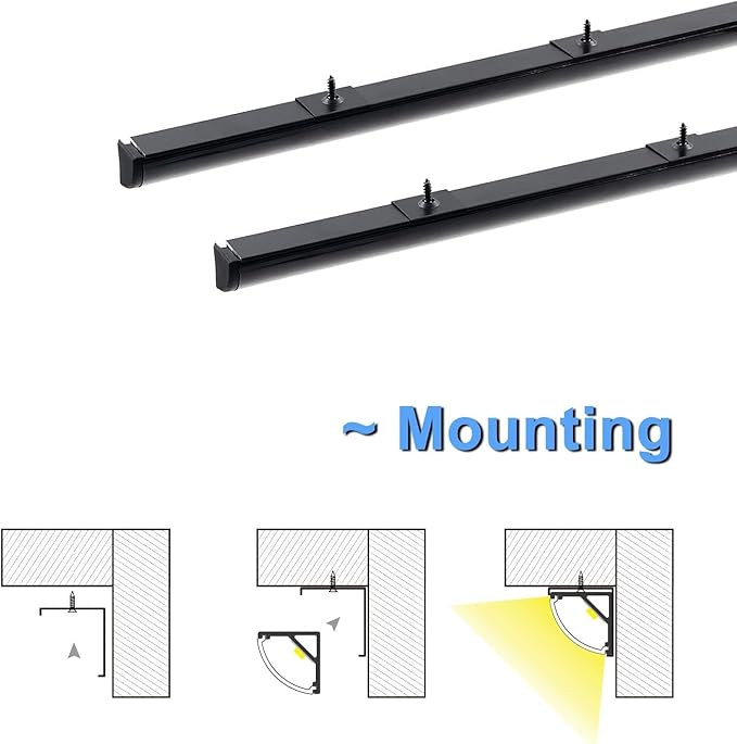 VST 20pack 3.3 ft LED Channel, V Shape Led Diffuser Channel, LED Aluminum Channel System with Black Cover, End Caps and Mounting Clips, Aluminum Profile for LED Strip Light Very Easy Installation
