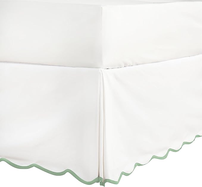 HIG Off-White Chic Queen XL Bed Skirt - Easy Fit Scallop Edge Pleated Bedskirts, 14 Inch Drop Anti-Slip Dust Ruffle, Thick Fabric for Enhanced Privacy, Pre-Washed for Long-Lasting Use(N60022)