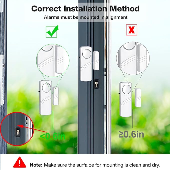 Security Door Window Alarm, 90DB Wireless Sensor Door Window Burglar Alarm, Door Alarms for Kids Safety, Easy Installation Doorbell Alarms for Office House Window Pool (16 Pack)