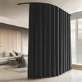 Room Divider Curtains with Ceiling Curtain Track Set Window Curtain for Bedroom,Living Room Total Blackout Thermal Insulated Privacy Ceiling Track Curtain W 12 × H 6 FT Black drape&Black track