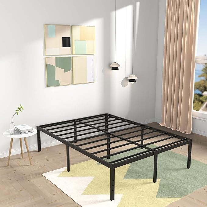 18 Inch King Bed Frame Heavy Duty Metal Platform No Box Spring Needed, Maximum Storage, Easy Assembly, No Noise, Black
