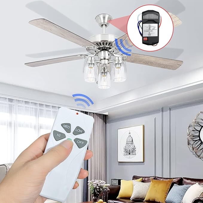 2 Pack Universal Ceiling Fan Remote Control Kits with Light Dimmer 3 Speed Fan Controller Receiver Lamp Dim Remote Replacement for Hampton Bay/Hunter/Harbor Breeze/Westinghouse/Honeywell & More