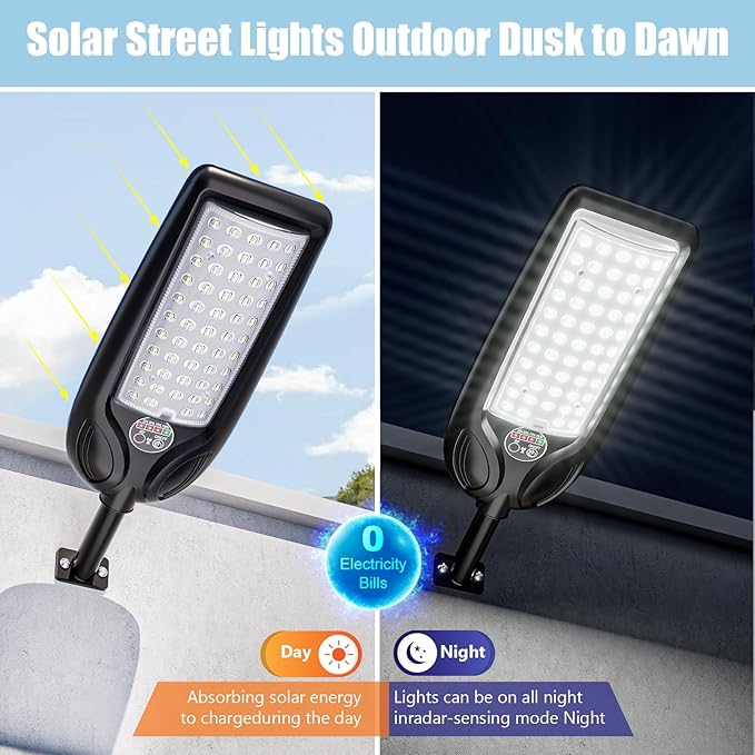 LAMPTEC Solar Street Lights Outdoor Waterproof,30000LM Dusk to Dawn Solar Lights with Motion Sensor and Remote Control Solar Powered LED Flood Light Outside for Parking Lot, Security, Garden, Garages