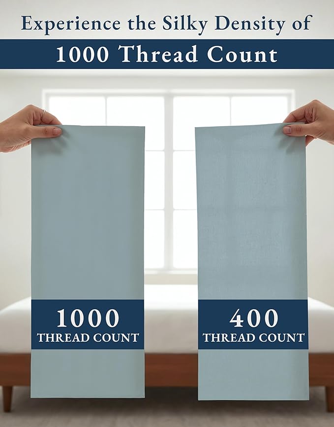 LANE LINEN 1000 Thread Count 100% Egyptian Cotton King Size Sheets – Silky Sateen Weave, Naturally Cooling & Durable, Ultra-Soft Luxury You Can Feel,15" Deep Pocket King Sheet Set – French Blue
