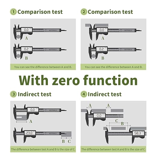 SCITOOLS Digital Caliper 0-6" Measuring Tool with Metal Ruler, Micrometer Caliper with Auto-Off Feature, Interchangeable Between inches and millimeters for DIY/Household and 3D Printing, Black