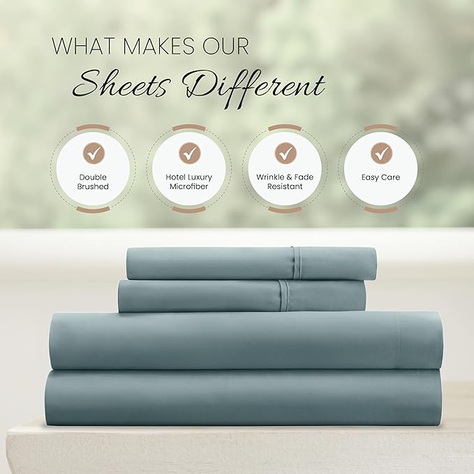 Linen Market Bed Sheets for Full Size Bed (Ocean) - Sleep Better Than Ever with These Soft and Cooling Full Sheets - Deep Pocket Fits 16" Thick Beds - 4 Piece Full Sheet Set