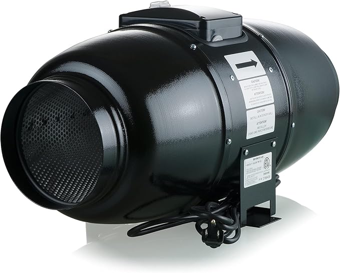 VENTS-US TT Silent M 250 – 10" Inline Duct Fan with Up to 880 CFM Includes Double-Speed Switch with Thermal Overload Protection – UV Resistant, and sound Absorbing Casing