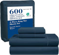 LANE LINEN King Bed Sheets – 600 Thread Count Long-Staple 100% Cotton King Size Bed Sheets, Hotel Luxury Soft Silky Sateen Weave, Durable for Daily Use, Fully Elasticized 15" Deep Pocket – Denim
