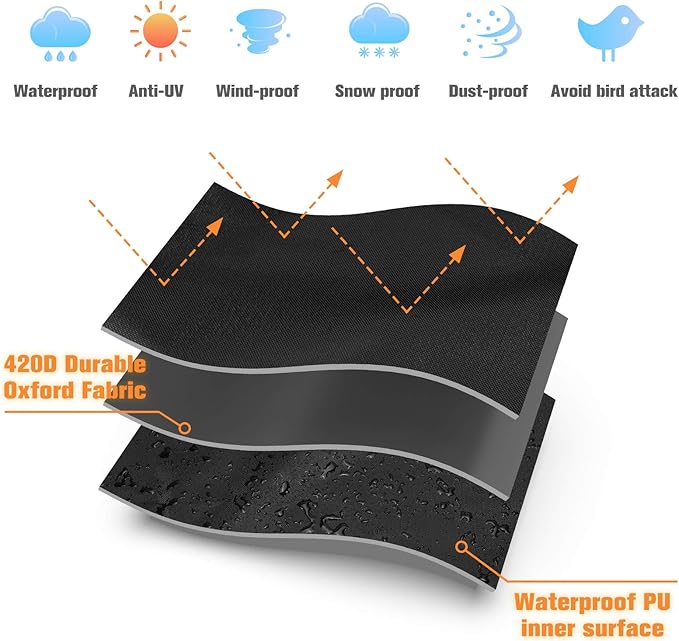 Skizem Outdoor Patio Heater Covers with Zipper,Upgraded 420D Oxford Fabric with PU Coating Material,100% Waterproof Windproof Anti-UV Snow-Poof,36 Months of Use (89'' H x 33" D x 19" B)