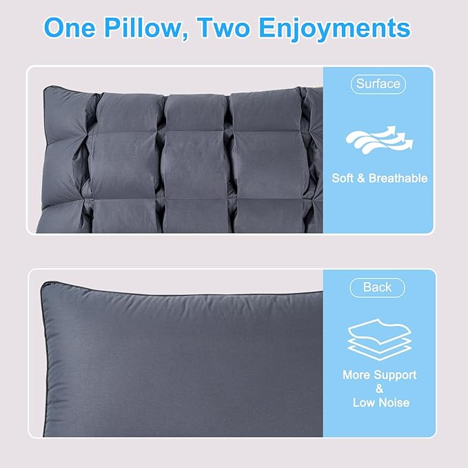 YOUR MOON Soft Pillow Standard Size of 2 for Sleeping, Super Soft Support Down Alternative Pillow, 100% Cotton Shell Luxury Comfy Fluffy Bed Pillows for Sleep(Gray)