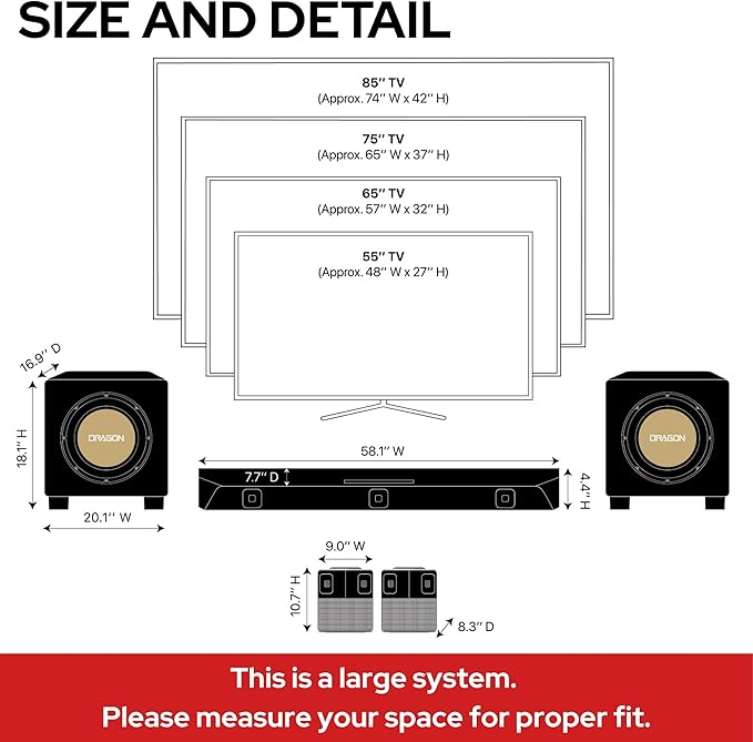 Nakamichi Dragon Home Surround Sound System with Dual 12" Subwoofers, Dolby Atmos and DTS:X Pro. Soundbar Meets AV Receiver