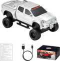WSTER WS-X65 Pickup Truck Replica Bluetooth Speaker – HD Sound, FM Radio, TWS Stereo, LED Party Lights, USB/TF Playback, Built-in Mic – Cool Portable Car Design Speaker for Outdoors & Home (Silver)