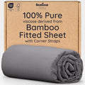 Bambaw 100% Viscose Derived from Bamboo Fitted Sheet, Cooling Fitted Sheet King Size, 16’’ Deep Pocket King Size Fitted Sheet Only, Soft King Fitted Sheet with Elastic Corner Straps (Dark Gray)