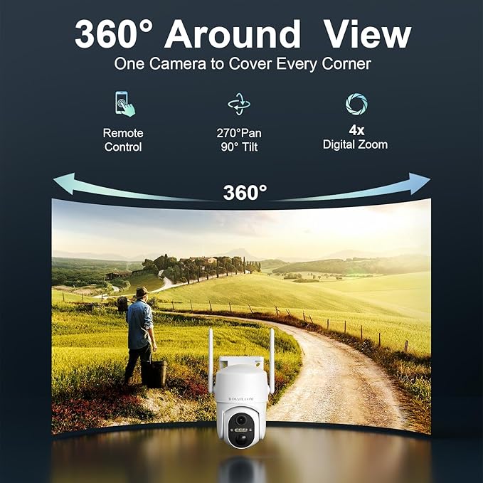 4G LTE Cellular Security Camera No Internet Needed, No wifi Security Camera Outdoor wireless, Wireless Security Cameras Outdoor with SIM Card, 360 PTZ, Human Sensor, SD/cloud, 2-way Talk, IP66