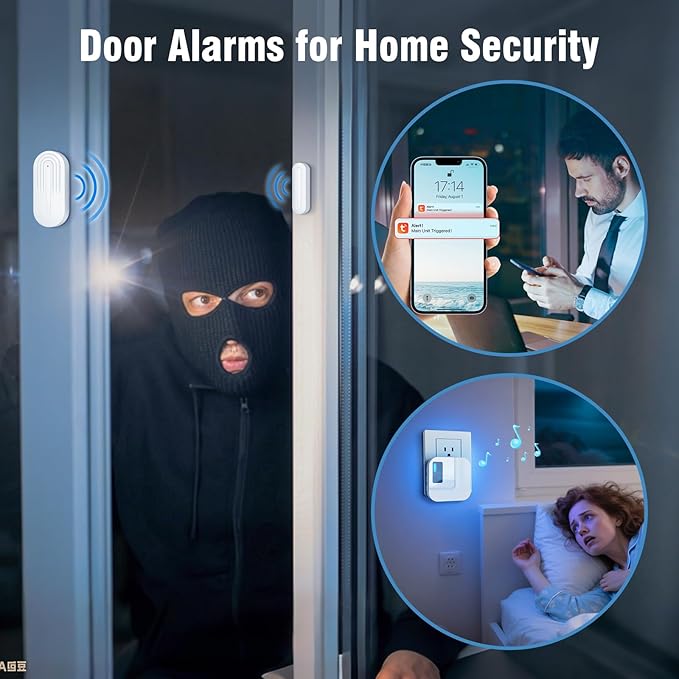 Door Chime,Sanjie WiFi Door Sensor Open Chime When Entering for Business/Home/Store/Office Alert Your Phone,Alarms for Kids Safety,500 FT Range,20 Ringtones ,1 Sensor 1 Receiver