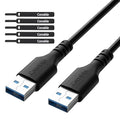 Short USB 3.0 Male to Male Cord, 2 ft Type A, 5Gbps Data Transfer for Hard Drive, Laptop, DVD Player, USB 3.0 Hub, Monitor, Camera, Set Top Box with 5 Cable Ties