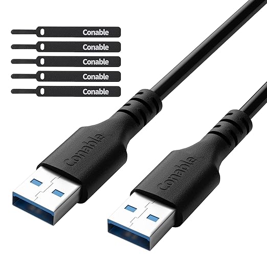 6 ft USB 3.0 Male to Male Cable - Type A, 5Gbps Data Transfer for Hard Drive, Laptop, DVD Player, USB Hub, Monitor, Camera, Set Top Box - Includes 5 Cable Ties
