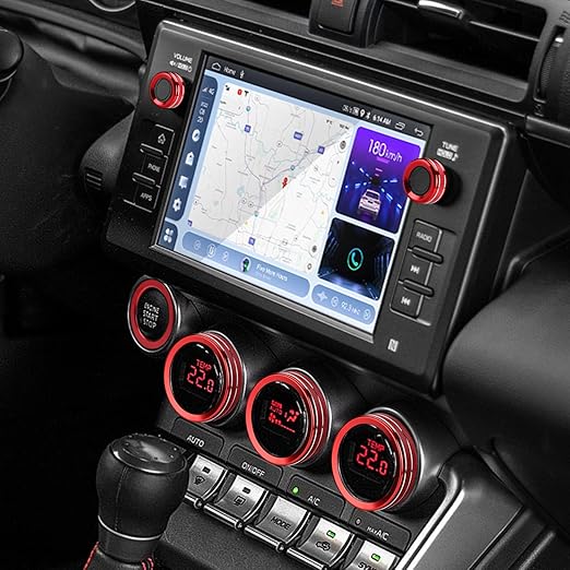 Auovo AC Knob Rings Trims Compatible with Subaru BRZ 2022-2026 for Toyota GR86 2022-2025 2026 Interior Accessories Air Conditioning Radio Switch Cover Audio Volume Button Ring (Knob Trims-6PCS, Red)