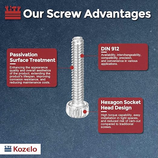 Kozelo 60pcs Socket Head Cap Screws - [M1.4-0.3 x 8mm] 304 Stainless Steel Allen Socket Drive for Electrical Motor 3D Printing Fan Engine Replacement Use, Silver