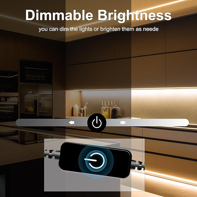 Pandery COB LED Strip,LED Strip Lights 3M/9.84ft,Touch Dimmable LED Strips,CRI90+,2700K Warm White cob led,960LEDs,24V LED Tape Lights,Indoor for Bedroom, Kitchen, TV, Mirror,Cabinet