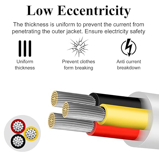 18 Gauge 3 Conductor Electrical Wire, 100FT Low Voltage 18/3 Tinned Copper Stranded 3 Wire Cable, 18 AWG White Flexible Extension Power Cord for Automotive, LED Lamp, Outdoor Landscape Lighting Etc