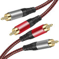 Tiierzon RCA Cable 6Ft,2Rca Male to 2-RCA Male Audio Stereo Subwoofer Cable [Hi-Fi Sound] Nylon-Braided Auxiliary Audio Cord for Home Theater, HDTV, Amplifiers, Hi-Fi Systems,Speakers and etc (6Ft)