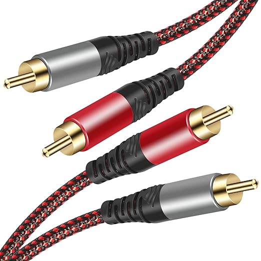 Tiierzon RCA Cable 3Ft,2Rca Male to 2-RCA Male Audio Stereo Subwoofer Cable [Hi-Fi Sound] Nylon-Braided Auxiliary Audio Cord for Home Theater, HDTV, Amplifiers, Hi-Fi Systems,Speakers and etc (3Ft)