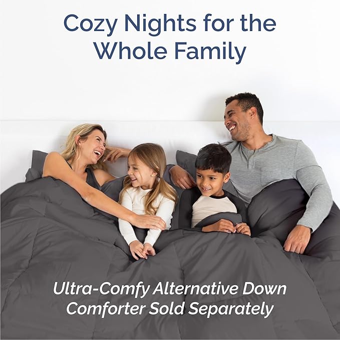 Queen 6 Piece Sheet Set - Cooling, Comfy & Breathable - Hotel Luxury Bedding, Includes Fitted Sheet for Women, Men, Kids & Teens - 1 Flat, 1 Fitted Sheet, 4 Pillowcases with Deep Pockets - Dark Grey