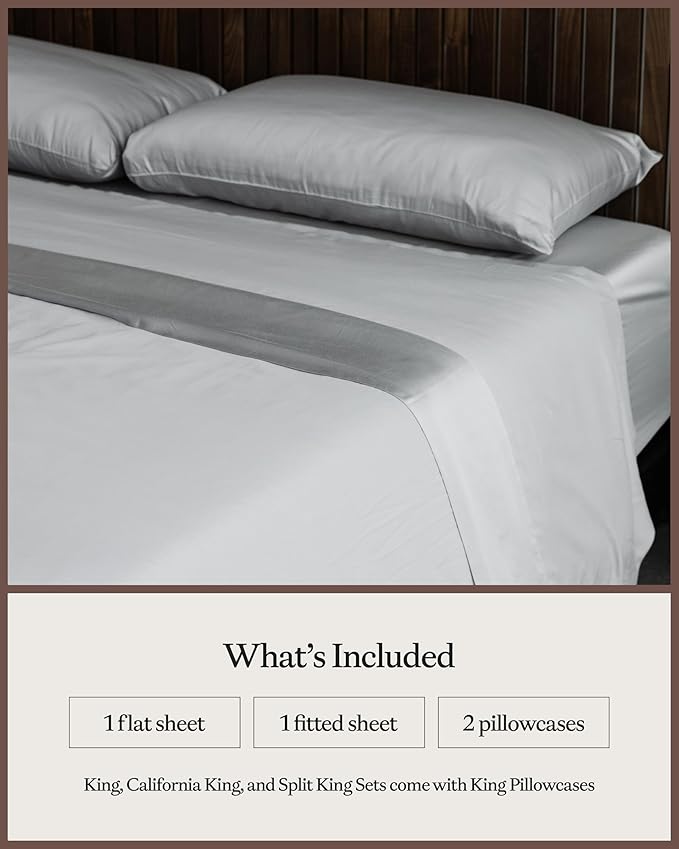Cozy Earth Luxury Bed Sheet Set - 100% Viscose from Bamboo Fabric, Ultra-Soft & Breathable, Fits Regular & Deep Pocket Mattresses up to 20" - 4 Pieces Twin Sheet Set Gray
