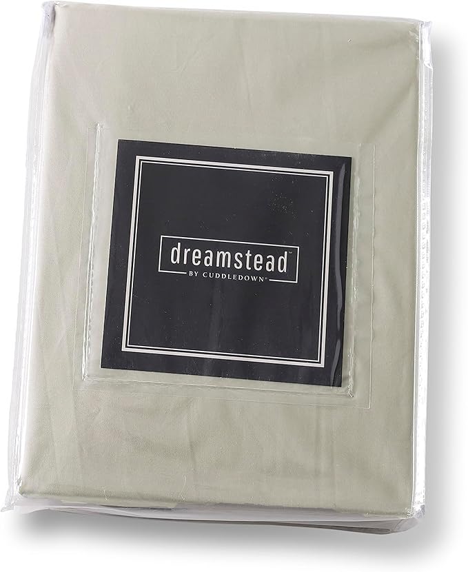 Cuddledown Dreamstead 100% Cotton Bed Sheets Set | 300 Thread Count | Luxurious Sateen Weave | Pure Combed Cotton | Soft | Wrinkle Resistant | 4 Piece Set | Stone | King | 78” x 80”