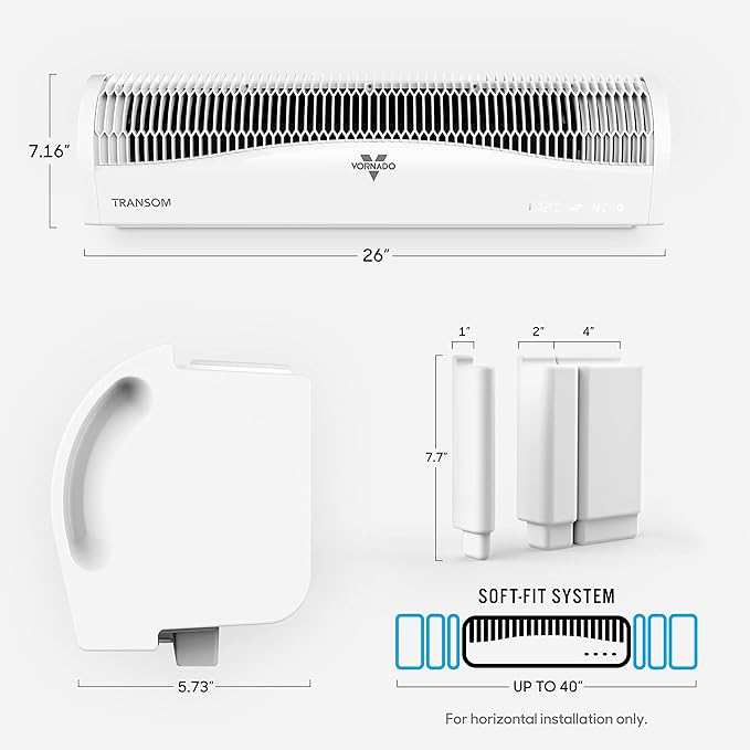 Vornado TRANSOM Window Fan with 4 Speeds, Remote Control, Reversible Exhaust Mode, Weather Resistant Case, Whole Room, Ice White