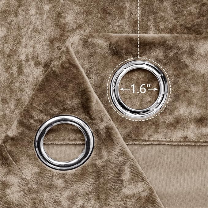 SMILETIME Amber Beige Crushed Velvet Curtains 52x96 inch Luxurious Thermal Insulated Soundproof Drapes for Living Room Bedroom Office Soft and Durable Light-Filtering Window Treatments, 2 Panels