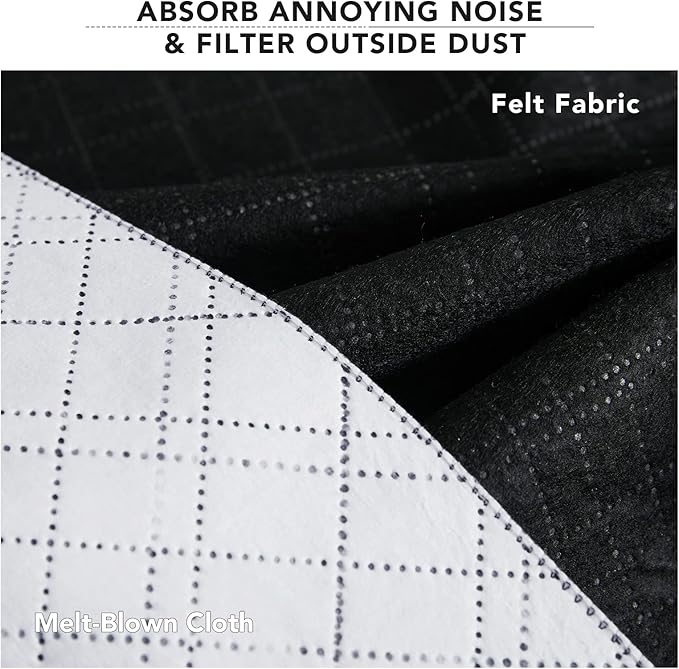 RYB HOME Soundproof & Dust Particle Filtering Curtains 100% Blackout Thermal Insulated Window Treatment Air Filter Drapes for Bedroom Living Room Kids Nursery, Beige, W52 x L63 inch, 2 Panels