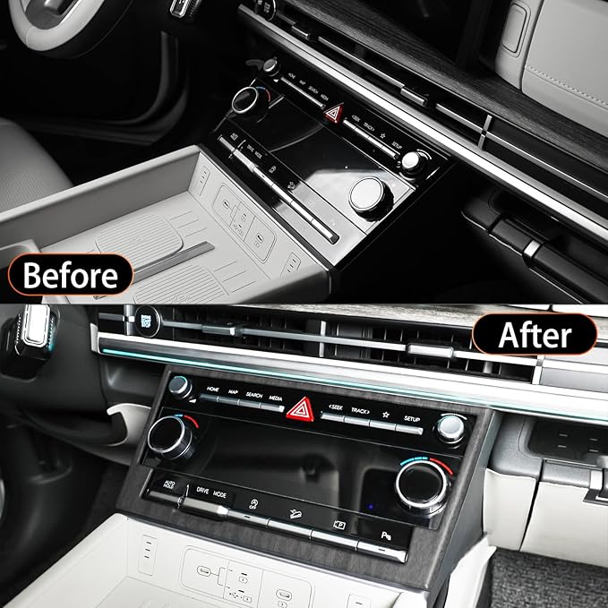 YOUTOOCAR Climate Control Panel Trim Frame Cover Compatible with Hyundai Santa Fe 2024–2025 Accessories (Wood Grain)