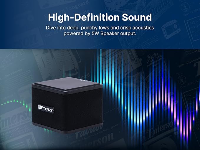 Emerson EAS-3006-BK Sound Blox – Wireless Magnetic Stackable Bluetooth Speakers, Instant Connect, Multi-Room Audio, USB-C Charging, Built-in Subwoofer